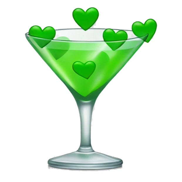 martini glass with green hearts sticker