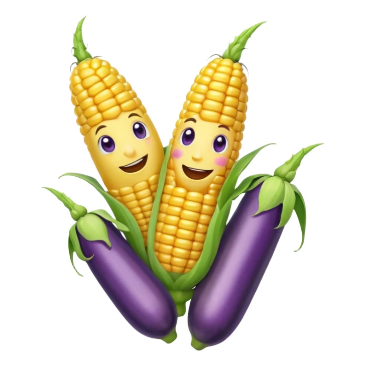 Happy corn with white paint and eggplant  sticker