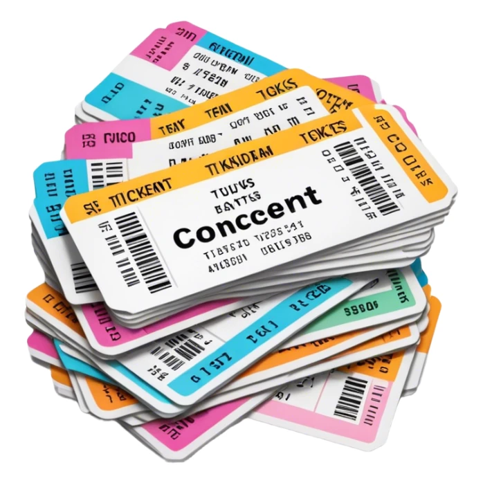thousands of concert tickets stacked up sticker