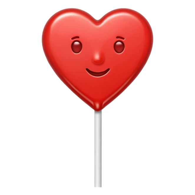 red heart-shaped lollipop on a stick sticker