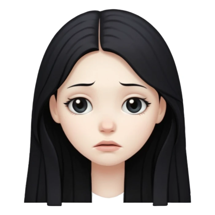 Pale girl with long black hair sad sticker