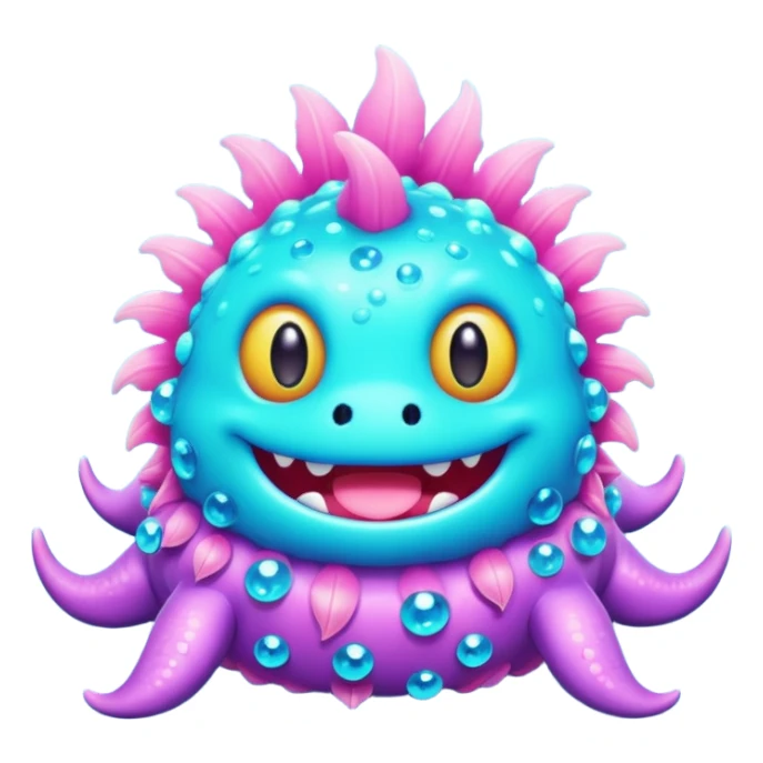 neon pastel kawaii bedazzled sea monster with fur    sticker