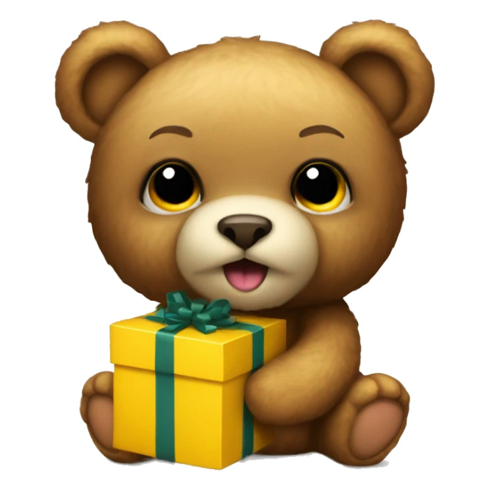 cute insane teddy bear holding a yellow fendi gift  sticker
