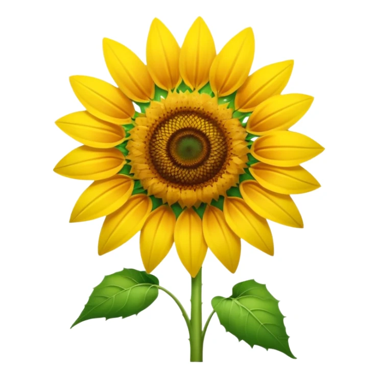 A bright, realistic sunflower with vivid yellow petals and a detailed center. The stem is extremely long, thin, and vibrant green, stretching vertically and occupying most of the image. Natural style, soft lighting, simple background to highlight the flower’s tall, slender shape. sticker