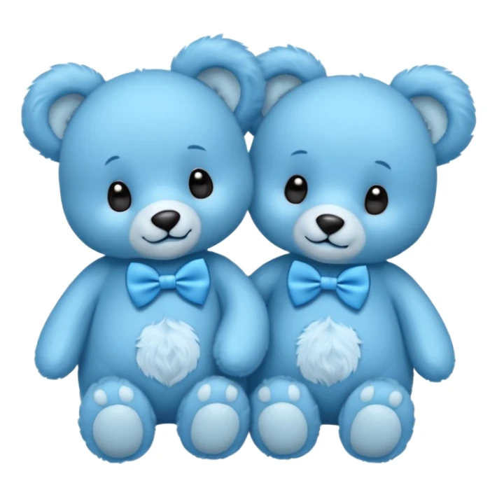 sweet twin little blue bears with blue bow tie sitting sticker