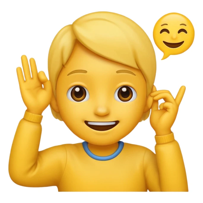 Quirky emoji with hand on ear sticker