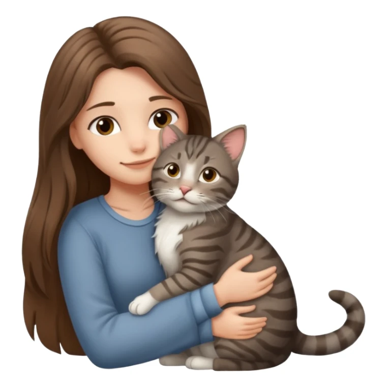 A girl love with his male cat sticker