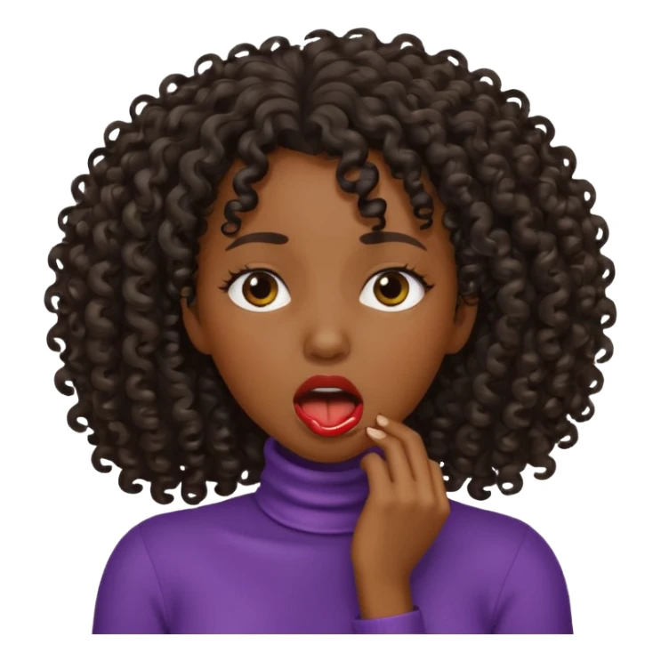 black women choking herself curly hair sticker