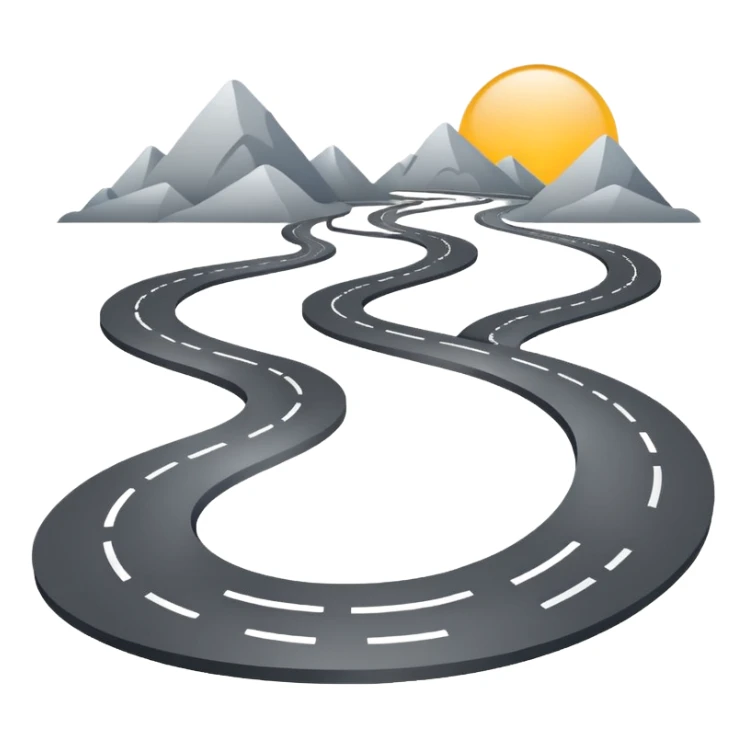 Clean roadmap icon emoji with curved path and milestones, modern corporate style sticker