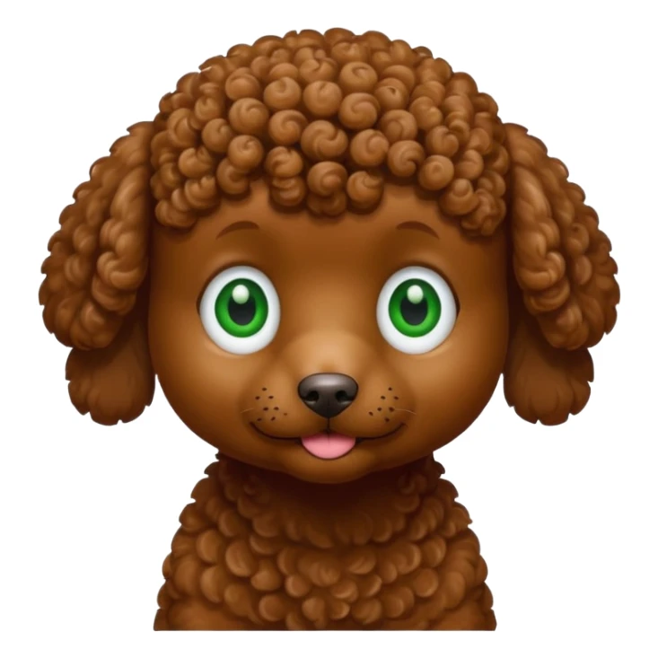 brown little poodle dog with curly hair and green eyes , but with a white part above his eyeball not too big  sticker