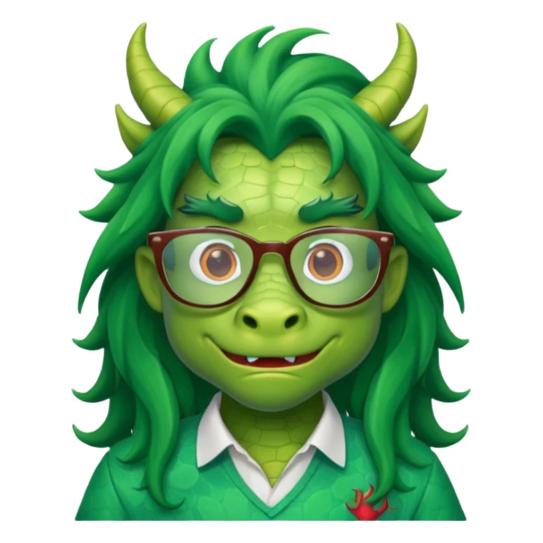 long hair dragon with shirt and glasses sticker