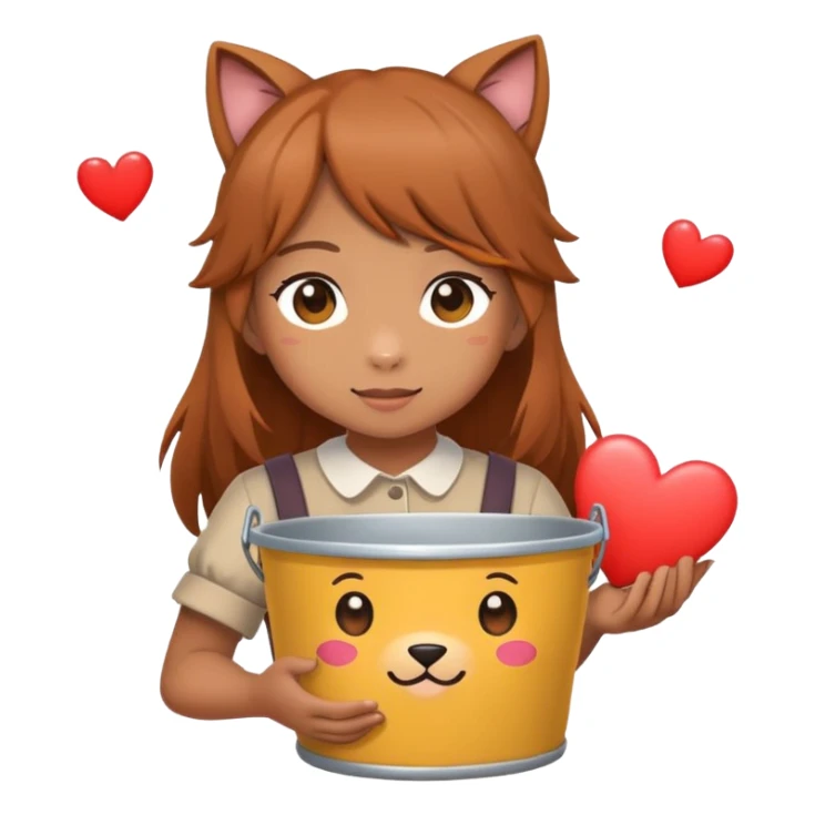 Raphtalia handing a bucket of heart emojis  sticker