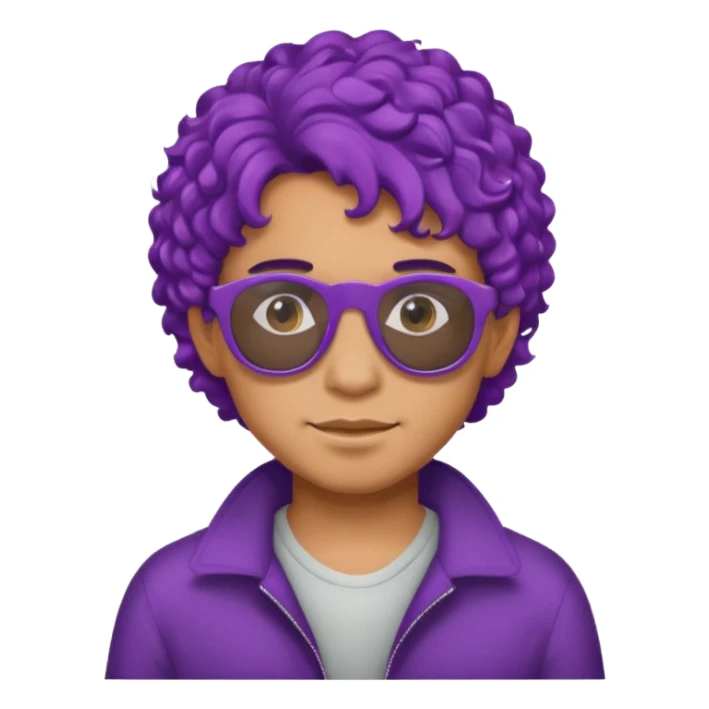purple haired, curly haired mexican boy with sunglassess sticker