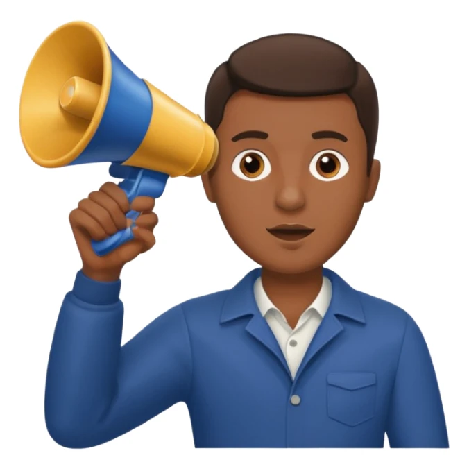 megaphone with male hand, collage style sticker