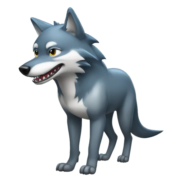 Shiny Wolf with a shark tail and a shark fin on back Full Body sticker