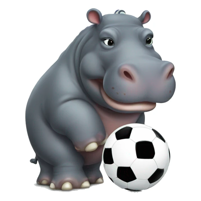 hippo as soccer player sticker