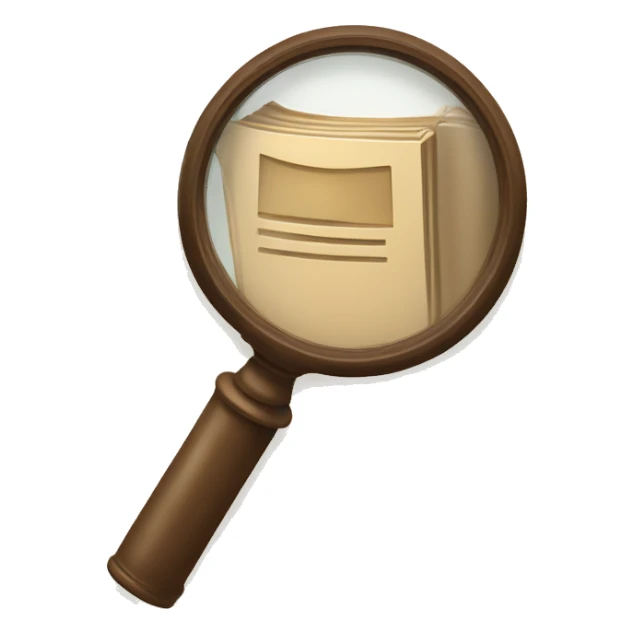 A book in beige tones with a magnifying glass on it sticker