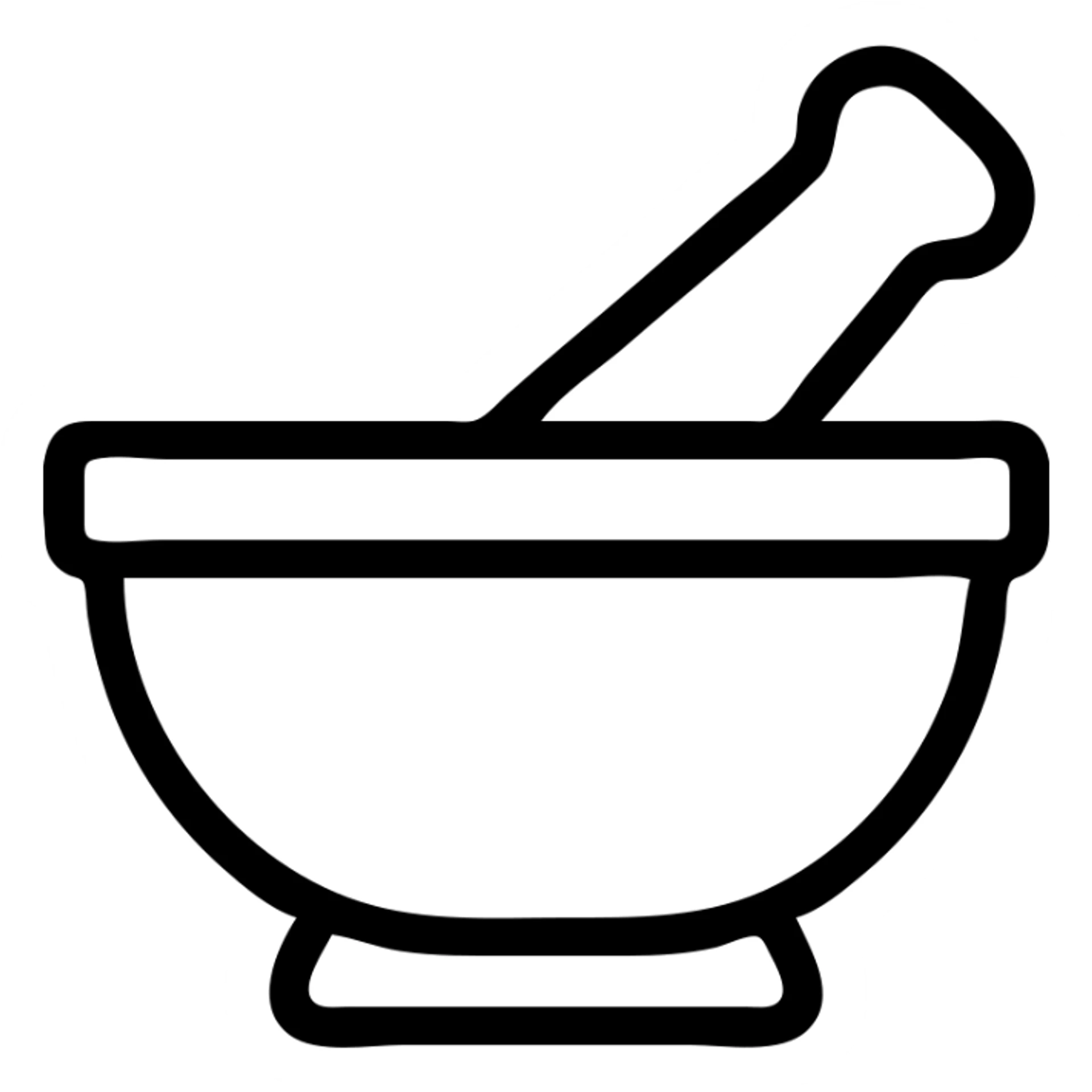 pharmacy symbol, classic mortar and pestle, minimal color, easy to identify sticker