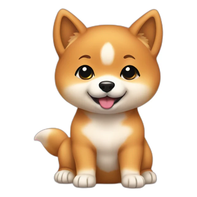 Baby shiba inu cartoon by red background sticker