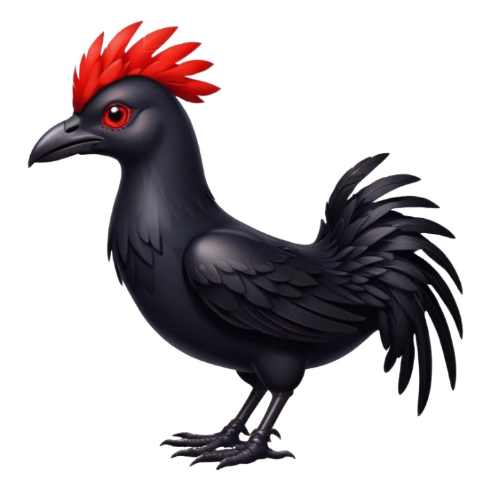 Black chocobo from Final Fantasy, sleek dark bird with red eyes sticker