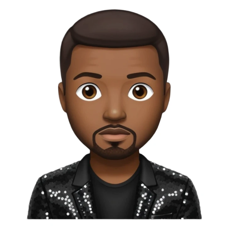 Ray J with dark brown hair, black sequin outfit sticker
