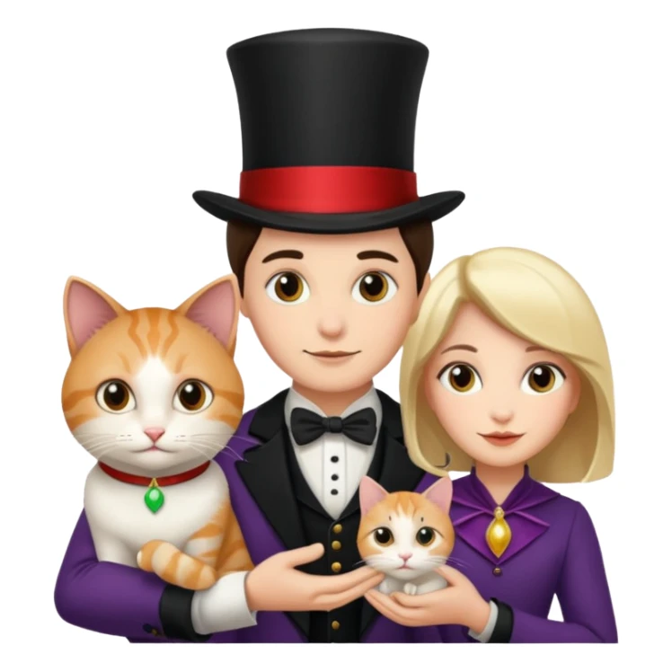 magician couple and their pet cat sticker