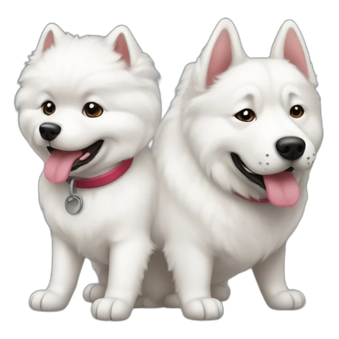 samoyed and french buldog playing sticker