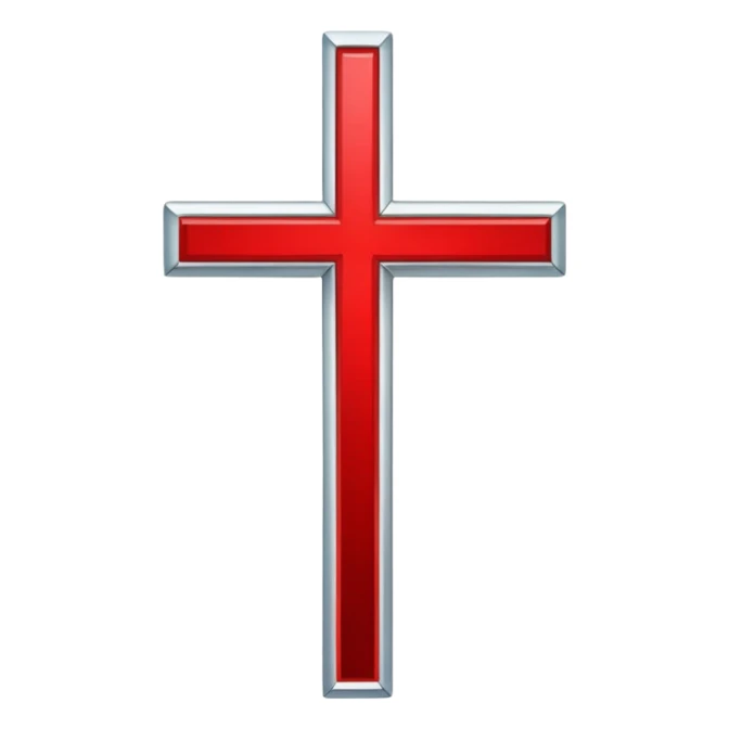 A cross in the Cruz de Santiago model in red sticker