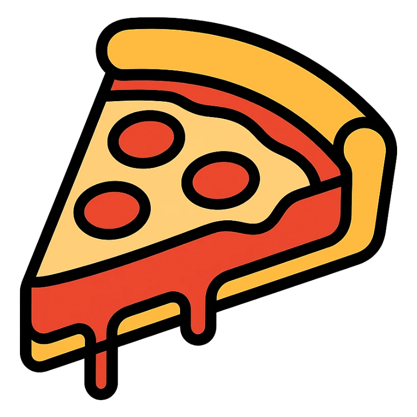 colored icon of a Chicago deep dish pizza slice sticker