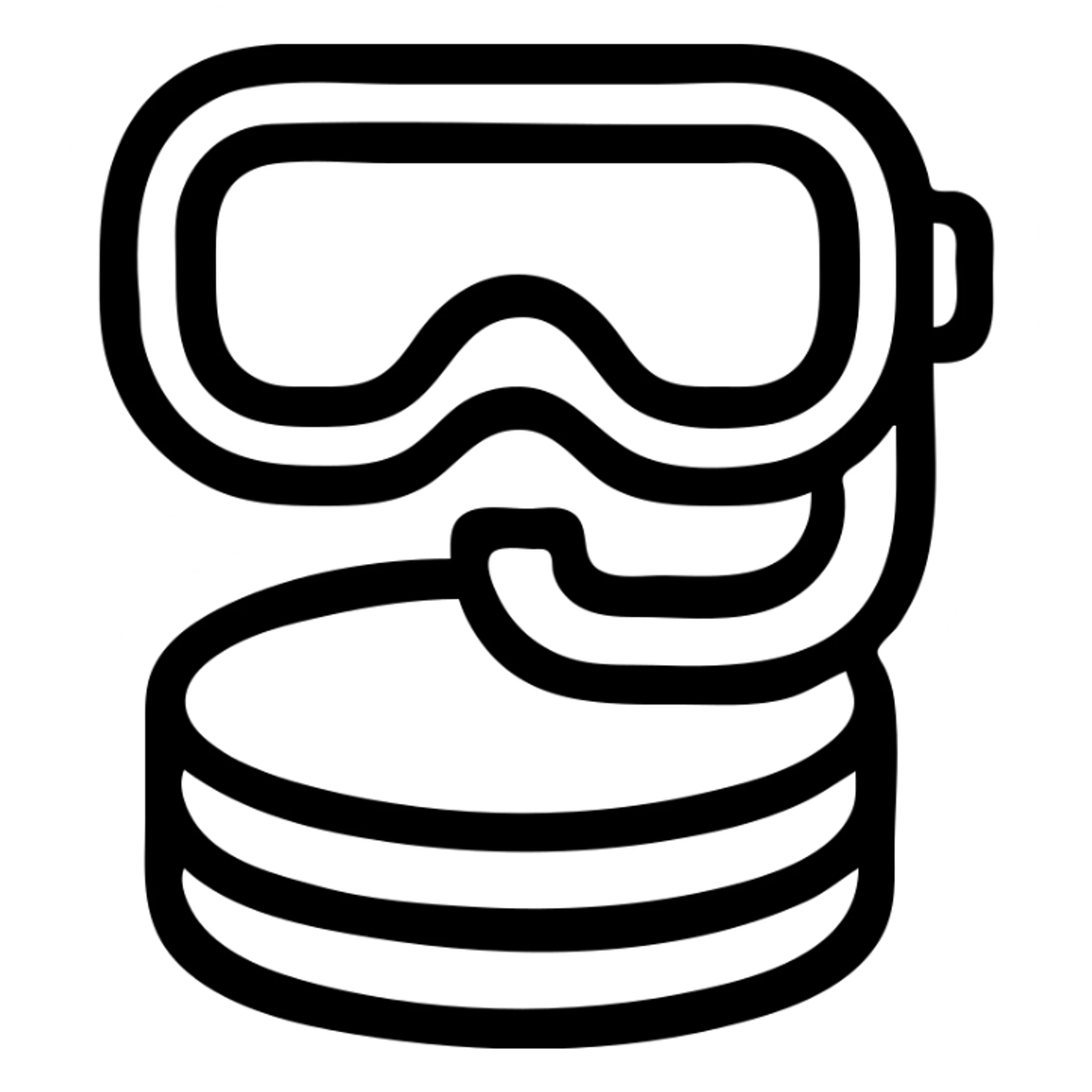 simple coin with a diving mask resting on top, minimal style sticker
