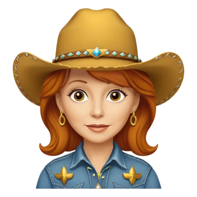 Reba McEntire yellow emoji with cowboy hat on  sticker