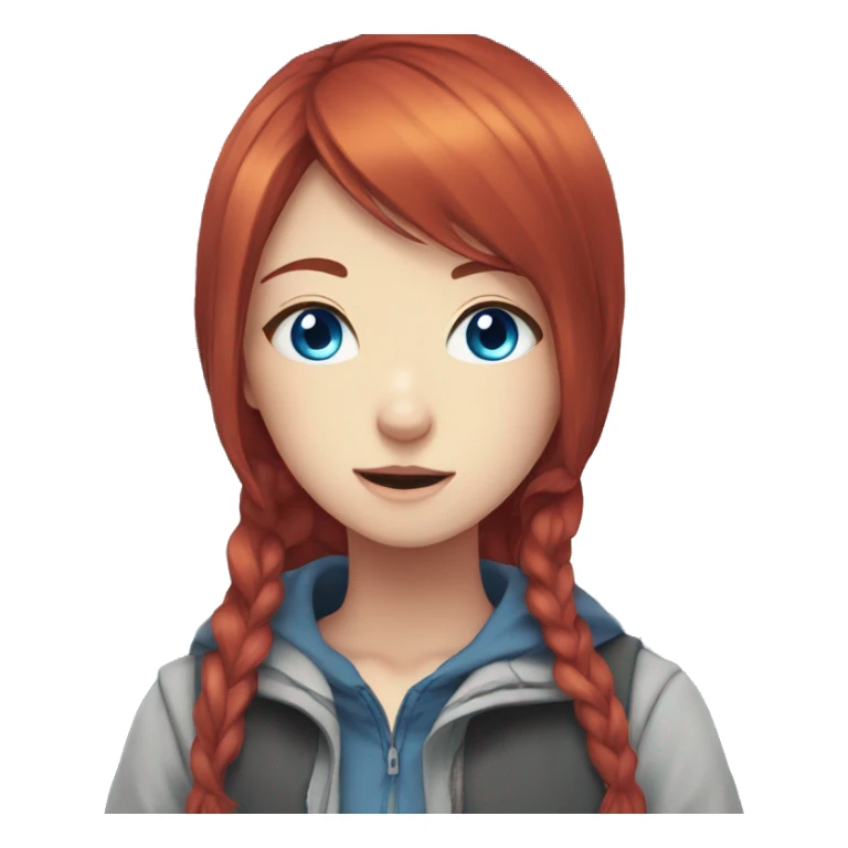 Anime Girl with Blue Eye und Red Hair. sticker