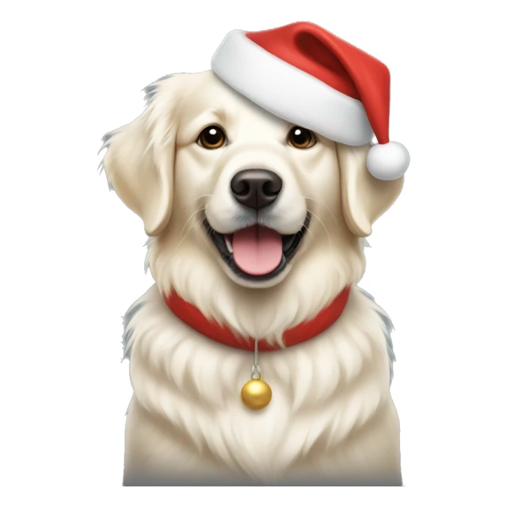 White golden retriever with santa hat sticker