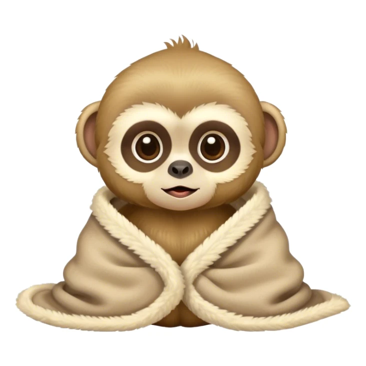 Baby gibbon cozy in a blanket  sticker