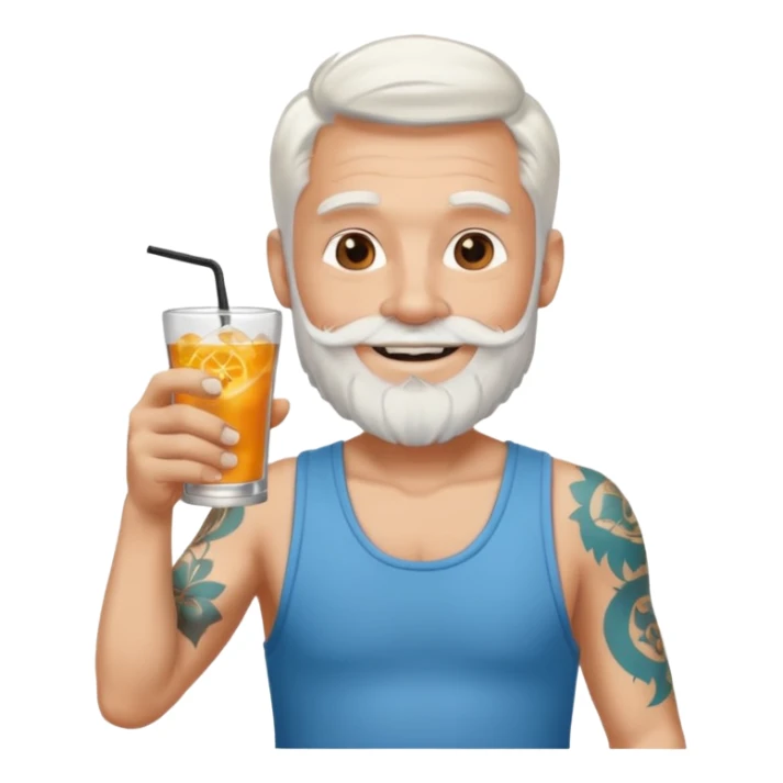 Drink holders with hat white hair white bearded  tatoo guy sticker