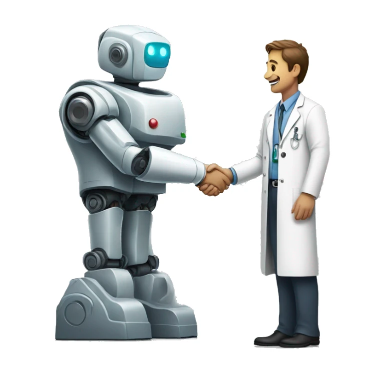 handshake: doctor and robot sticker