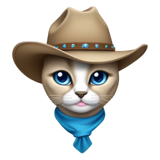 Fat Siamese cat blue eyes cowgirl hat sticker