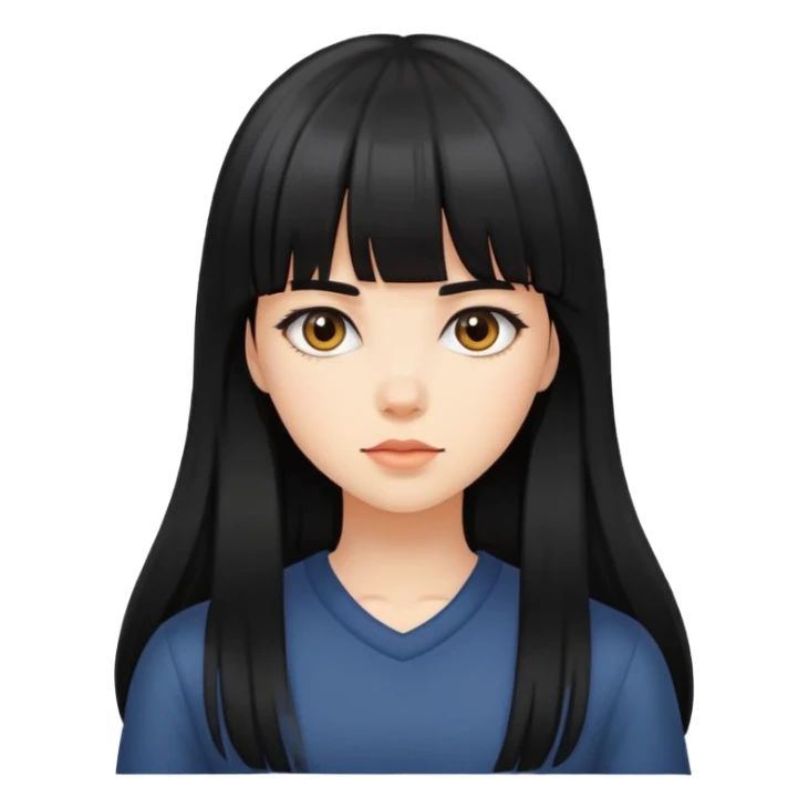 Black long hair girl with bangs sticker