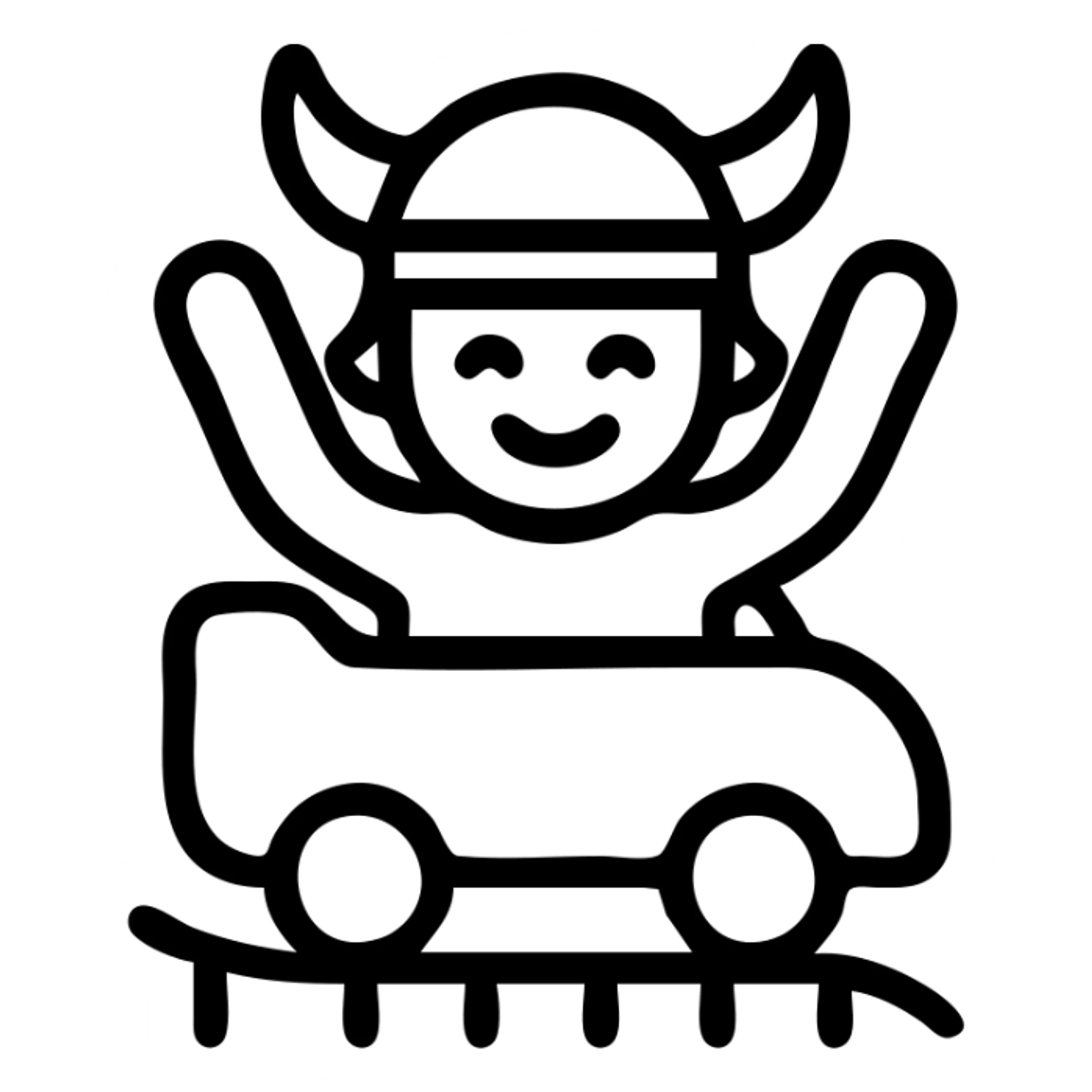 Icone un viking enfant qui sourie et qui est dans un roller coaster  sticker