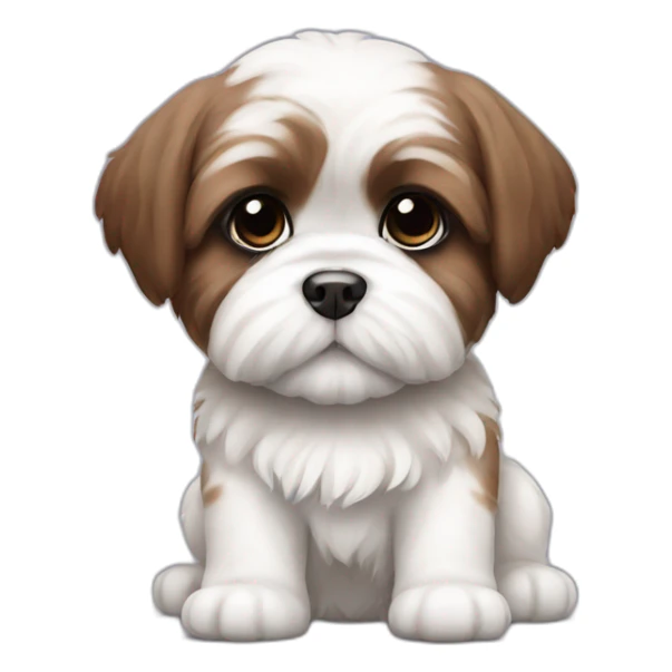 white and brown shi tzu puppy sticker