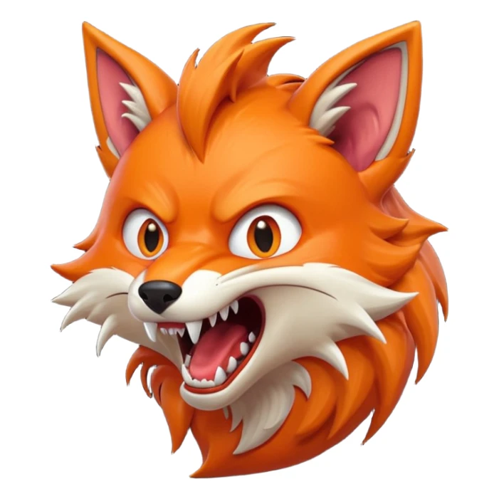 Angry Fox mouth open, scary teeth, side view, monster big mouth sticker