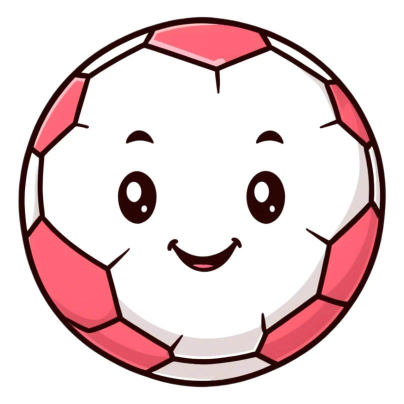 A cheerful soccer ball with a happy face and rosy cheeks sticker