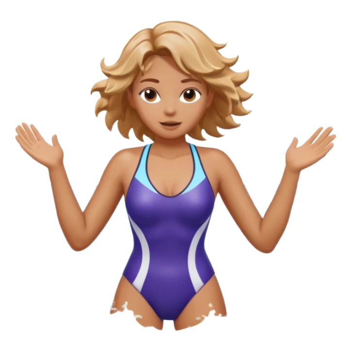 woman standing in ocean waves, water splashing around her, confident expression, dynamic sea motion, cinematic ocean vibe, 3D cartoon style, mobile game icon style, clean background, no text, no watermark
  sticker