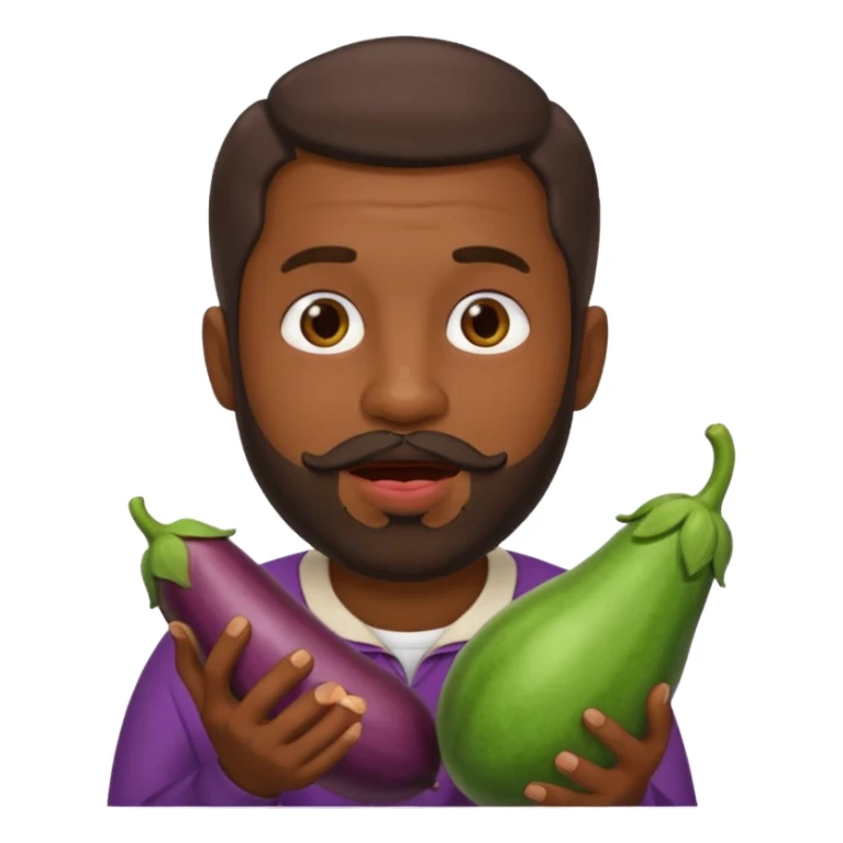 Dominican man with a beard has eggplant in his mouth sticker