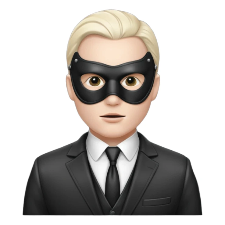 White man in a suit with bdsm mask sticker
