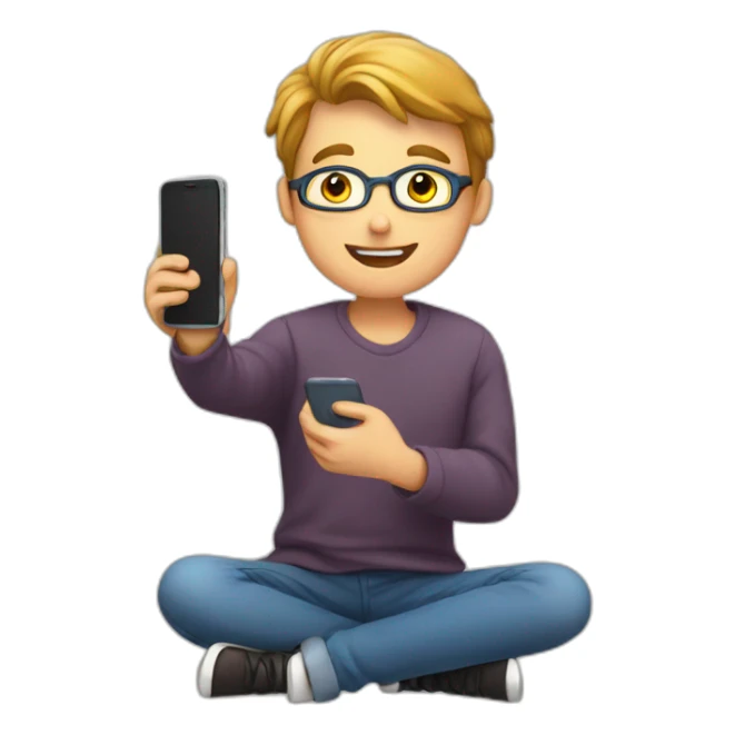 a student takes an exam with a mobile phone in his hand sticker