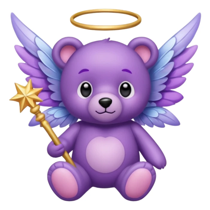Purple fairy teddy with wings and a wand sticker