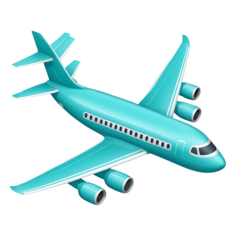 Minimalist outline airplane with elegant wings, monoline icon, thin contour lines, no fill, transparent background, vector style, premium travel emoji, aqua teal #40B2D6 outline, 512x512 sticker