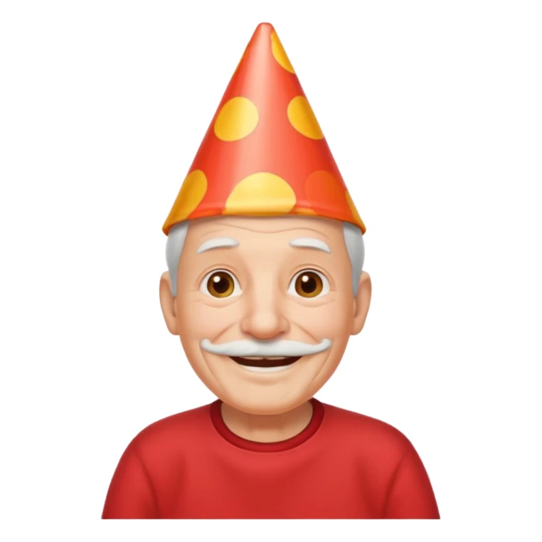 old man with smile, red shirt and birthday cone on his head sticker