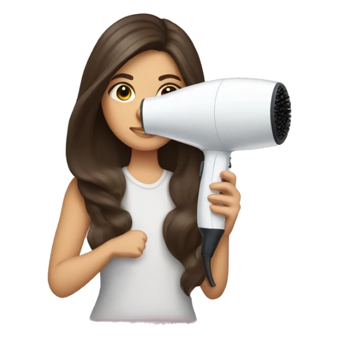 brunette girl holding a hair dryer and brush sticker